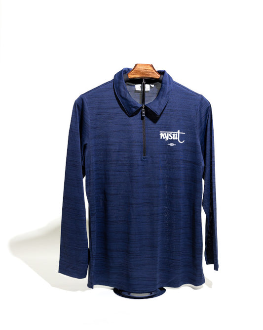 Women's Navy Tiger Long Sleeve 1/4 zip Polo
