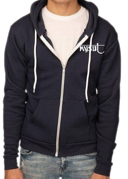 Long Sleeve Navy Zip-up Hooded Sweatshirt Unisex