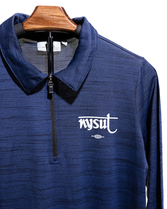 Women's Navy Tiger Long Sleeve 1/4 zip Polo
