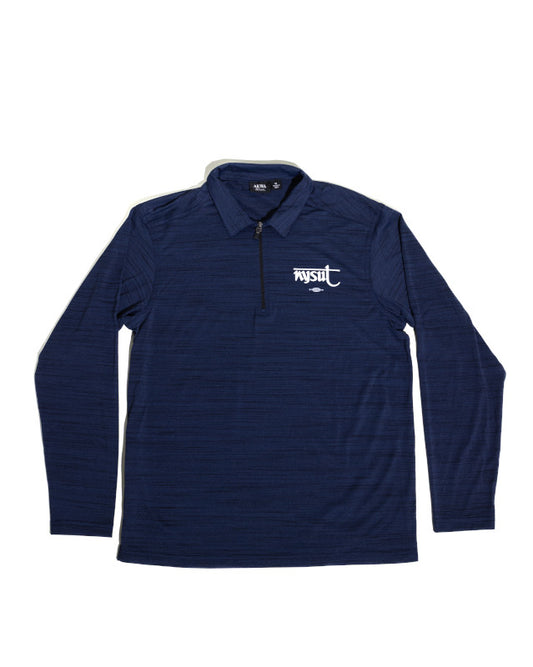 Men's Navy Tiger Long Sleeve 1/4 Zip Polo