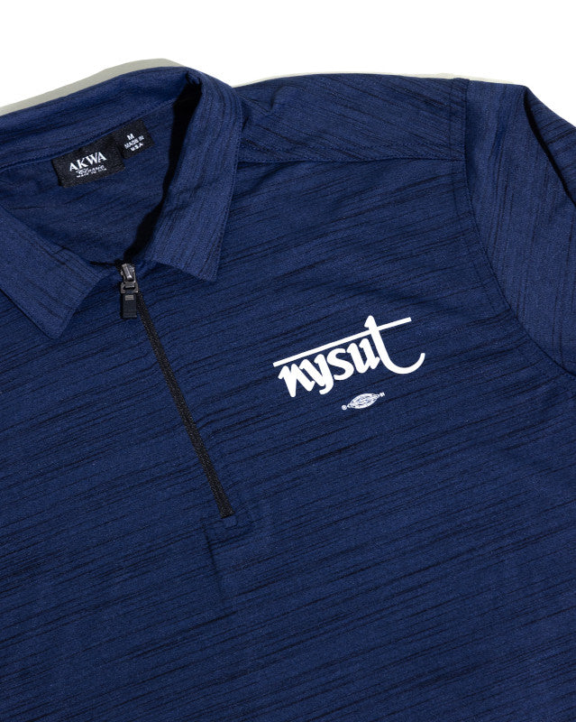 Men's Navy Tiger Long Sleeve 1/4 Zip Polo